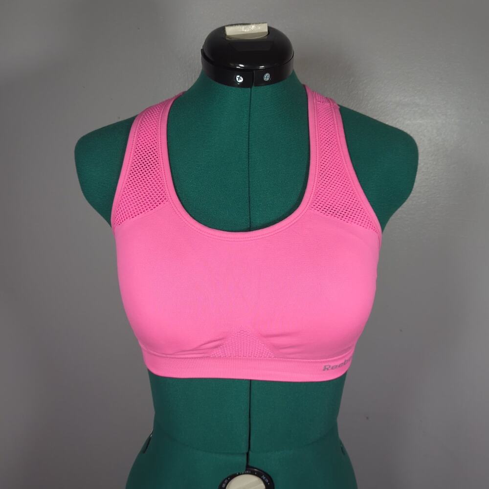 Reebok Neon Pink Racerback Sports Bra Mesh Activewear Medium